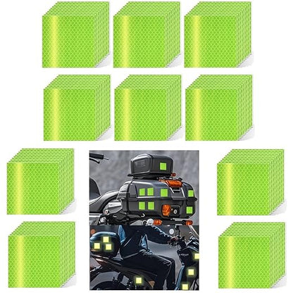 Non Fading Fluorescent Yellow Reflective Stickers 4 inch X 4 inch, Outdoor Waterproof High Visibility Safety Adhesive Reflector (100 Pcs)
