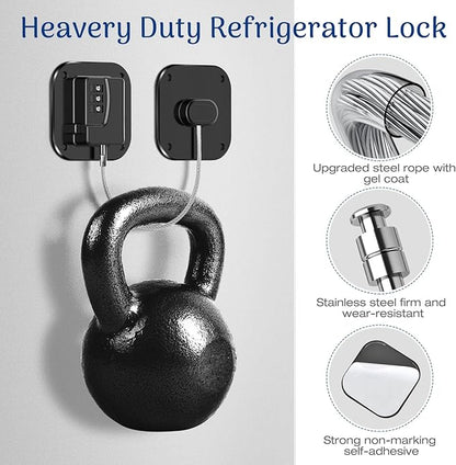 Fridge Refrigerator Lock with Combination, Heavy Duty Lock for Cabinet, Drawers, Closet, Safety Easy Install No Keys Needed (Black-4Pack)
