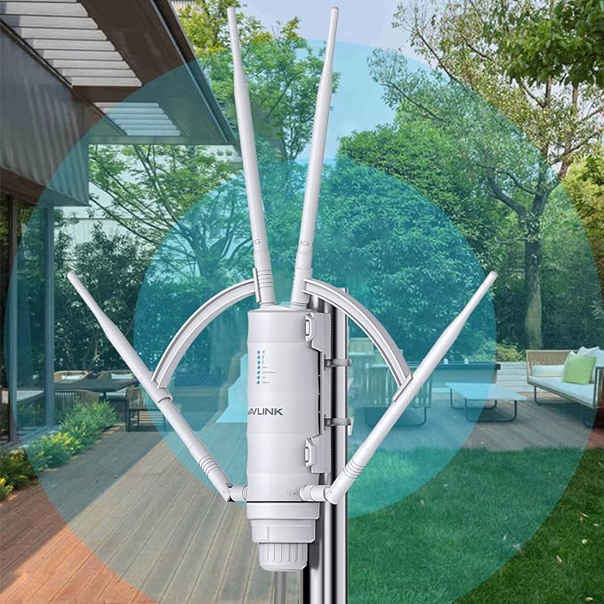 WAVLINK AC1200 Outdoor Long Range Weatherproof WiFi Extender/Wireless Access Point with Passive POE, Dual Band 2.4G+5G, 4x7dBi Omni Directional Antennas,Supports Router/AP/Repeater/Mesh Modes