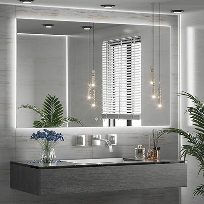 TETOTE 60 x 40 LED Backlit Bathroom Mirror with Light,3 Color White/Warm/Natural,Anti-Fog Lighted Mirror,Dimmable,Vanity Mirror,Wall Mounted