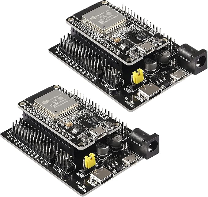 AITRIP 2 Sets ESP-WROOM-32 ESP32 ESP-32S Development Board CP2102 WiFi+Bluetooth Ultra-Low Power Dual Core ESP32-DevKitC-32 ESP-WROOM-32 with Expansion Board for Arduino