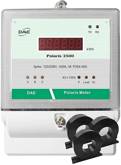 DAE P254-400-S KIT, UL kWh Smart Submeter, 3 Phase, 400A, 120/208v, 3 Solid Core CTs (Inner Dia 1.38"), RS485