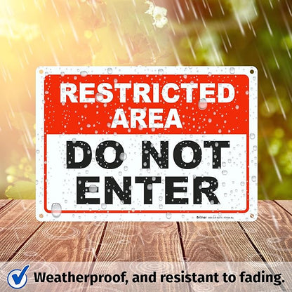 Brimar - 10 x 7" - Restricted Area Do Not Enter Sign - .040″ Rust-Free Aluminum - Clear Communication - Easy Installation