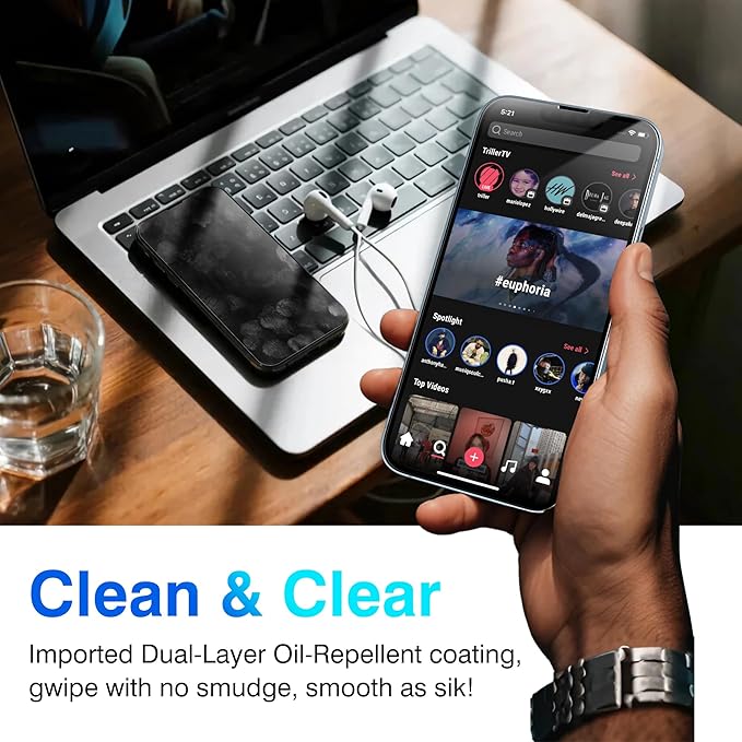 EZ-GLAZ- 4 Pack for iPhone 14 Screen Protector [6.1"] With 2 Pack Camera Lens Protector, 9H+ Hardness 12FT Military Grade Shatterproof Scratch Resistant Durable Tempered Glass Film with Flawless Fit Kit, HD Clear