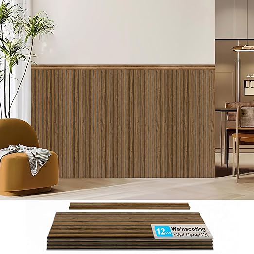 Art3d Wainscoting Wall Panel Kit, 37.8" Tall Beadboard Panels for Walls, Polystyrene Board and Batten Wall Panel Kit, Easy DIY Decorative Trim for Living Room, Kitchen, Bedroom – Covers 31 Sq.Ft