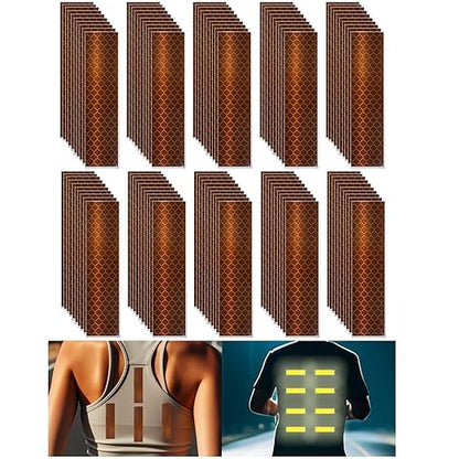 Non Fading Brown Reflective Stickers 1 inch X 4 inch, Outdoor Waterproof High Visibility Warning Safety Adhesive Reflector Tape (100 Pcs)