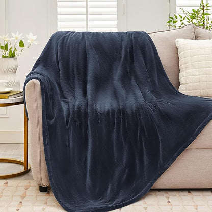 Heated Throw Blanket 50"×60" - Premium Cosy Soft Electric Blanket with 6 Heating Levels,Fast Heating Flannel Sherpa Blanket for Bed & Couch - Auto Shut Off/Machine Washable (Navy Blue)