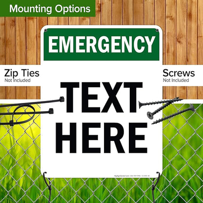 Custom Emergency Sign, OSHA Sign, 24x30 Inches, 55 mil thick HDPE (high density polyethylene), Made in USA by My Sign Center