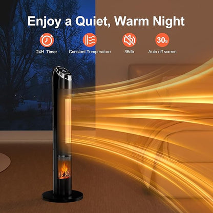 Space Heaters for Large Room, 1500 W Electric Heater with Thermostat, 24H Timer, Indoor Heater with 80°Oscillation, Heaters with Tip-over & Overheat Protection for Indoor Office Use(37IN)
