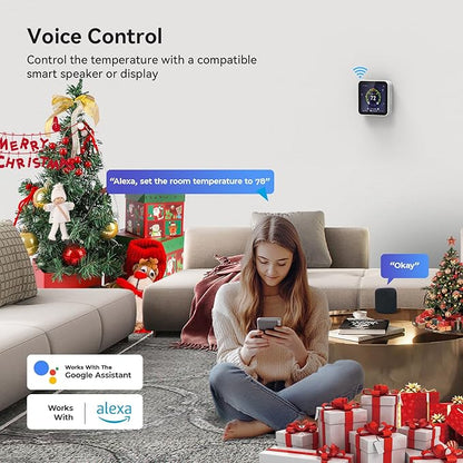 Vine Smart Thermostat - WiFi Programmable Thermostat for House - Compatible with Alexa and Google Assistant, 4.0" Touch Screen Christmas Valentine's Day Optional Wallpaper, C-Wire Required