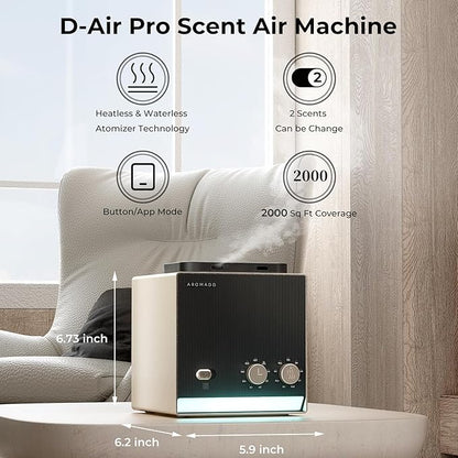 Smart Aroma Dual-Scent Waterless Essential Oil Diffuser, Cold Air Tech Scent Air Machine for 2000 Sq Ft, 2×200ml Hotel Collection Diffuser for Home & Office (Gold Titanium, Two Scents)