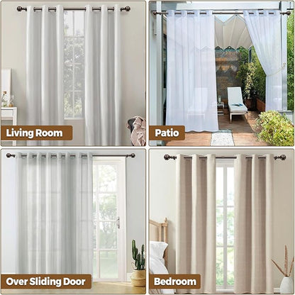 KAMANINA Curtain Rods for Windows 48 to 84 Inch, Antique Bronze Heavy Duty Curtain Rod Adjustable, 7/8 Inch Single Decorative Drapery Rod 32 to 86 Inch(2.6-7.1Ft), Netted Texture End