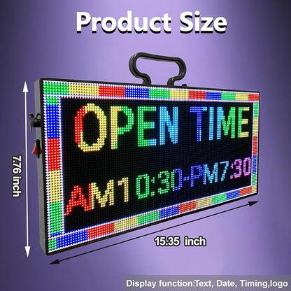 P3 Indoor Portable LED Digital Board 15“x7”, for Airport Pickups, Concerts, and Street Food WiFi Controlled Programmable Sign Custom Text, Simple Icons, Menu Board LED Scrolling Sign Handheld Business Message Board