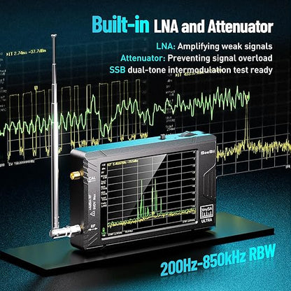 SeeSii TinySA Ultra Spectrum Analyzer with ZK06-20dB Low Noise Amplifier, 4.0 Inch 100kHz to 5.3GHz Handheld Tiny Frequency Analyzer with 32Gb Card,100kHz to 800MHz MF/HF/VHF UHF Input