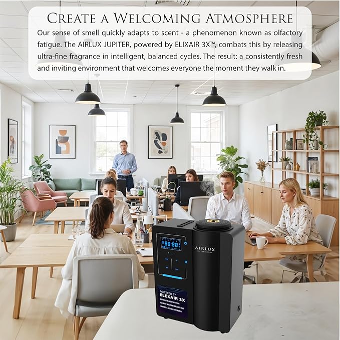 Jupiter 500 Scent Diffuser, Elixair 3X Cold Air Oil Diffuser for 1800 sq ft Home, Commercial Spaces, Office, Bathroom, Living Room Decor, 200ml Tank, with Bluetooth App (Black)