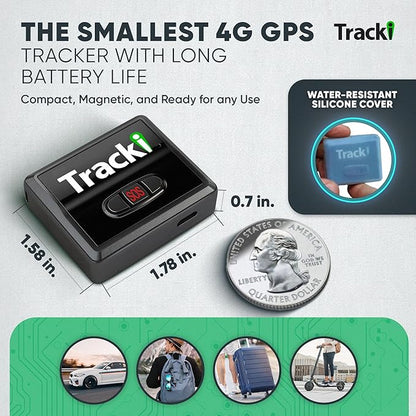 Tracki GPS Tracker for Vehicles, Car, Kids. Subscription Needed. US-Made Tech. 4G LTE GPS Tracking Device. Unlimited Distance, US & Worldwide. Small (Tracker) (Tracker 1 Year Subscription Incl.)