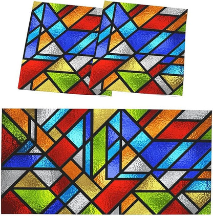 2PCS Fluorescent Light Cover for Ceiling Light Classroom-Stained Glass Patten Magnetic Light Cover Shade Panel,Decorative Film Filter for Reducing Harsh Glare Flicker Home School Office Decorations