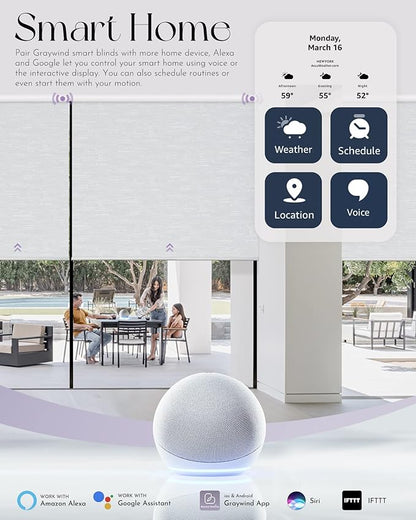 Graywind Smart Blackout Roller Shades Compatible with Alexa Google WiFi Hardwired Patterned Fabric Motorized Blinds Remote Window Shades, Custom Size (Floral Jacquard White)
