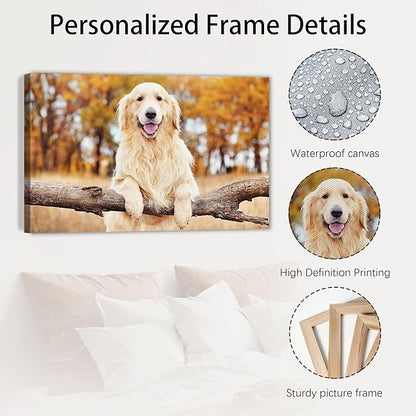 Custom Canvas Prints with Your Photos Personalized Photo Canvas Print Wall Art Customized Canvas Picture Frame Gifts for Pet Baby Family Mom Dad Men Women Couple Boyfriend Girlfriend Framed 14x11