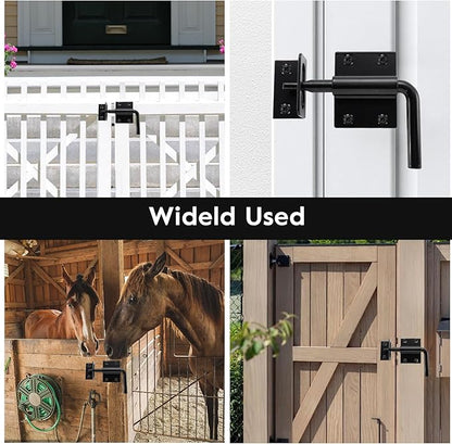 HOME MASTER HARDWARE Heavy Duty Slide Bolt Gate Latch, Sliding Bolt Door Latch Gate Lock Hardware with Padlock Hole, 2 in 1 Barrel Bolt Latch for Wooden Fence/Shed Door/Yard Door/Barn Door, Black