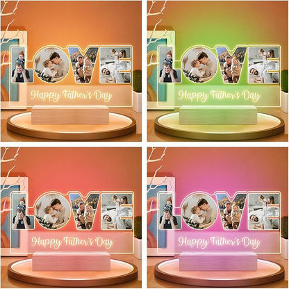 Custom Picture Frame with Photo, Customized Picture Frames with Night Light, Personalized Photo Frame, Personalized Valentines Day Gifts for Dad