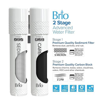 Brio 520 UV Self-Cleaning Bottleless Water Cooler Dispenser, UL Certified | Built-in 2 Stage Filtration (2 Free Replacement Filters Included) Reduces PFAS & Microplastics | 3 Temp (Hot Cold, Room)