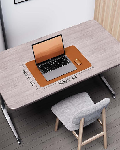 YSAGi Double-Sided Desk Pad, 23.6"x13.7" Leather Desk Mat, Eco Cork Desk Pad Protector, Large Mouse Pad for Desk, Waterproof Desk Blotter Pad, Desk Writing Pad for Office Work/Home(Brown/Cork)