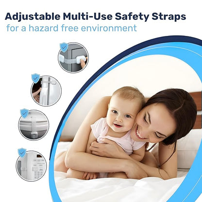 3M Adhesive Child Safety Strap Locks by Baby Proof Me, Baby Latches for Cabinets, Dishwashers, Fridges, Ovens and Trash Cans, Stain Free Toilet Lock (6 Safety Latches)