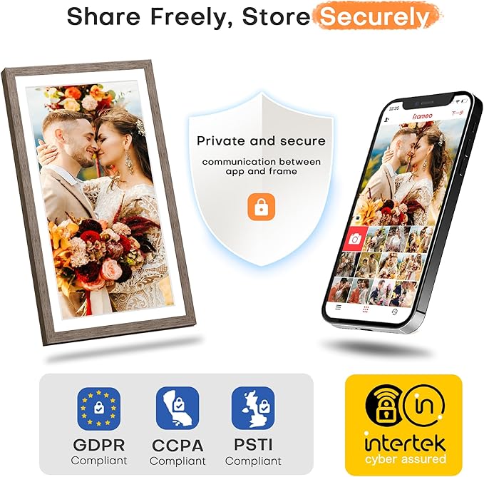 Digital Picture Frame 15.6 Inch, Large WIFI Digital Photo Frame Frameo,Electric Slideshow Frame, 1920 * 1080 IPS FHD Touchscreen, 32GB, Tabletop&Wall-Mounted, Share Video Picture, Wedding Gift, Greige