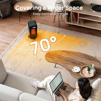 Space Heaters for Indoor Use, Smart Portable Electric Heater with Thermostat, WiFi and Voice Control, 12H Timer, 4 Modes, 36dB 1500W PTC Ceramic Safety Heat for Office Bedroom Home 1Pack Black