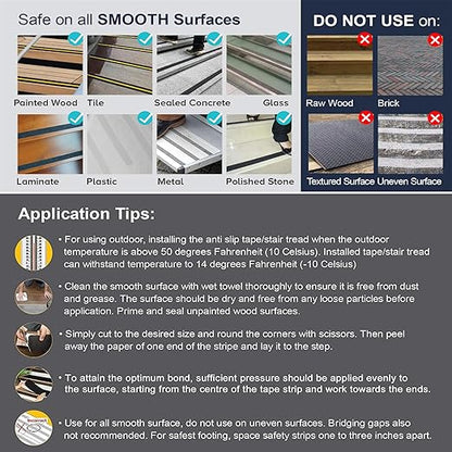 Anti Slip Tape, 2 Inch x 62 Ft Grip Tape for Stairs Outdoor/Indoor, Waterproof Non Skid Roll for Stair Treads Non Slip, High Traction Friction Abrasive Adhesive Stair Steps, Caution Yellow/Black
