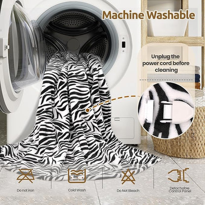 Heated Throw Blanket 50"x60", Electric Blanket with 6 Heat Settings & 1-12H Timer, Cozy Soft Flannel Sherpa, Machine Washable, Warm Gift for Women, Tiger