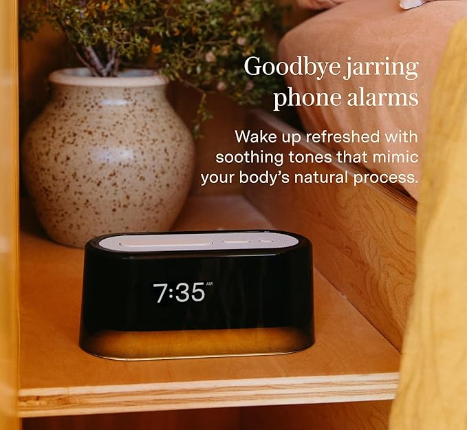 Loftie Alarm Clock with Sound Machine – Smart Alarm Clock w/Light, White Noise, Bluetooth Speaker, Night Light, 100+ Sounds, Blackout Mode, No WiFi Mode, Optional Subscription, White