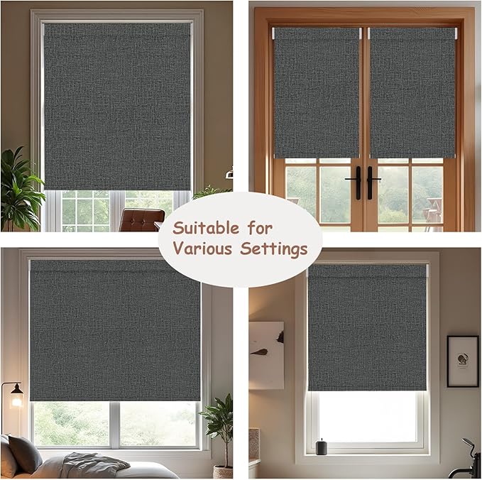 Motorized Roller Blinds with Remote, 100% Blackout Automatic Roller Shades for Bedroom, Bathroom, and Living Room, Customized Size, Starry Gray