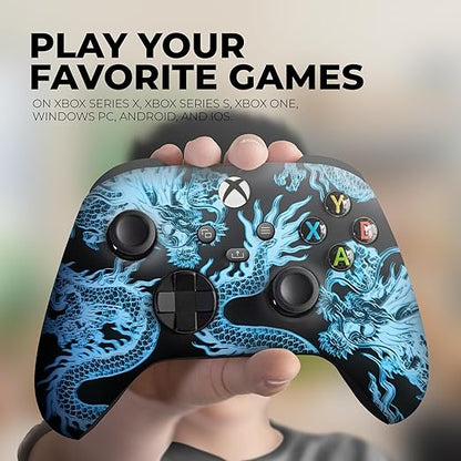 DreamController Neon Dragonns Custom X-box Controller Wireless compatible with X-box One/Series X/S Proudly Customized in USA with Permanent HYDRO-DIP Printing (NOT JUST A SKIN)