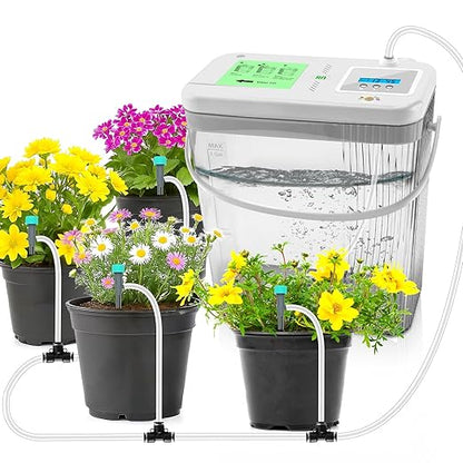 Indoor Drip Irrigation System with 2-Gallon Water Tank, Touch Night Light & Programmable Timer-Self-Watering Kit for 10 Potted Plants
