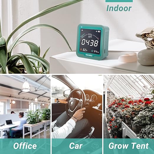 INKBIRD WiFi CO2 Detector Battery Powered | Smart CO2 Monitor NDIR Sensor and Data Logger | Carbon Dioxide & Temperature & Humidity Air Quality Monitor Indoor | for Home, Office, Grow Tent (INK-CO2W)