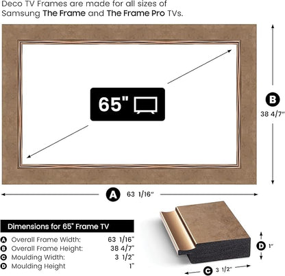 Contemporary Bronze 65" Premiere Deco TV Frame - Compatible ONLY with Samsung The Frame TV and Pro TVs (Fits 2021-2025, LS03A, LS03B,LS03C,LS03D,LS03FA,LS03FW)