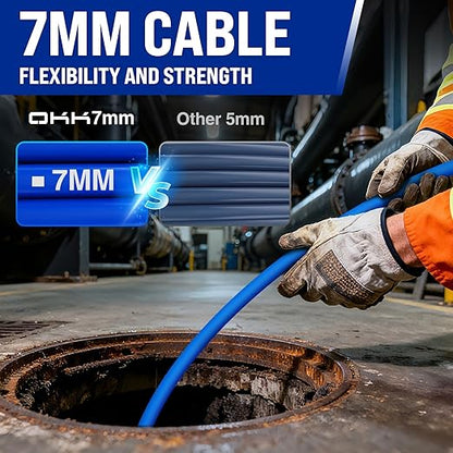 Sewer Camera Self-Leveling, 100ft Drain Camera with Meter Counter, 9-inch HD, Plumbing Cameras Snake with 12 LED Lights, 5100mAh Battery, IP68 & 32GB DVR Recording for Duct Sewer Line Pipe Inspection