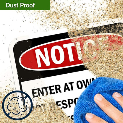 Notice, Enter at own Risk! Sign, 7"x13", Heavy Duty Integrated Ground Stakes, Indoor/Outdoor Use, Rust Free Aluminum Composite, Made in USA by My Sign center