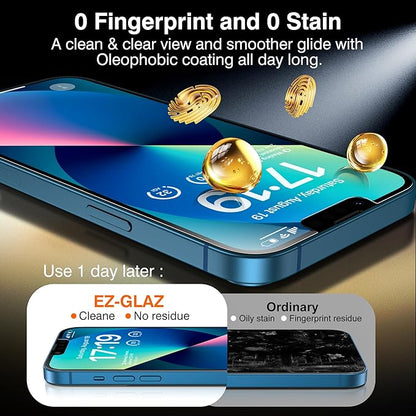 EZ-GLAZ-4+2 Pack for iPhone 13 Privacy Screen Protector[6.1 inches] With Camera Lens Protector, [Drop Protection] 9H Hardness Full Coverage Anti-Spy Tempered Glass Film, Easy to install
