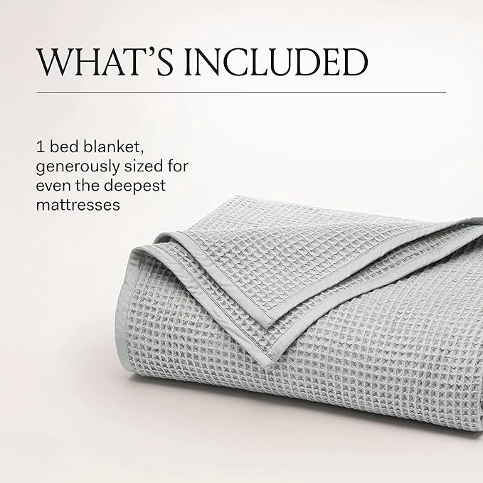 BOLL & BRANCH Waffle Bed Blanket - Full/Queen, Holly - Luxury 100% Organic Cotton - Soft, Lightweight and Breathable - Textured Waffle Weave