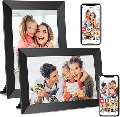 BIGASUO Digital Picture Frame, 10.1" Frameo Digital Frame WiFi with 32GB Memory, 1280x800 IPS Touch Screen, Send Photos/Videos from Your Phone Anywhere, Photo Gifts for Parents and Grandparents 2 Pack