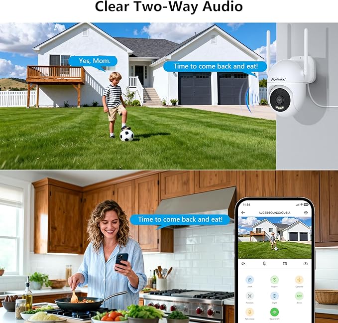Outlet Powered Outdoor Security Camera with SD Card, 2.4Ghz/5Ghz WiFi Home Camera, Night Color, 2 Way Audio, 24/7 Recording, Human Detection, Cam for Baby/Nanny/Pet, Waterproof, No Monthly Fee