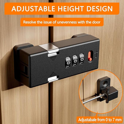 Cabinet Lock，Barn Door Latches,3-Digit Combination Security Locks,Combination Security Lock,for Office File Cabinet,Drawers,Locker,Small Door,Cupboard (1, Black_180 Degree)