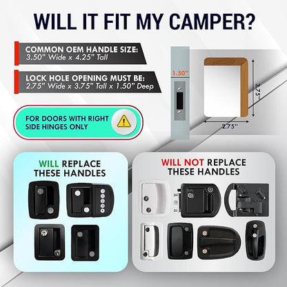 LATCH.IT Black RV Door Latch | 2 Keyed Alike RV Door Locks for Travel Trailers | Travel Trailer Door Latch | 100% Metal Camper Door Lock w/ 4 Keys | Trailer Door Lock is Easy-to-Install & Fits Most!