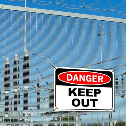 2 Pack Danger Keep Out Sign, 10"x 7" Rust Free Reflective Aluminum Metal Sign, Fade Resistant, Waterproof, Easy to Mount