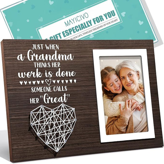 Great Grandma Christmas Gifts Picture Frame, Pregnancy Announcement Gifts for First Time Great Grandma New Great-Grandmother Gift Best Great-Grandmother Birthday Mothers Day Gift Frame - 4x6 Photo
