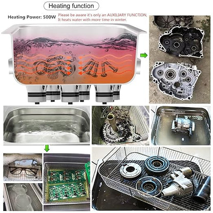 30L Ultrasonic Cleaning Machine with Digital Timer & Heater, Stainless Steel Sonic Parts Cleaner for Carburetor, Auto Tools Cleaning.