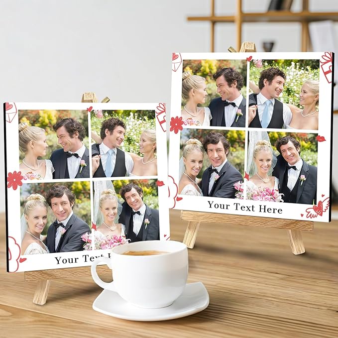 Custom Photo Frame with Stand, Personalized Picture Display, MDF and Wood Construction, Desktop Decor, Multiple Designs, Customizable Gift for Family and Friends